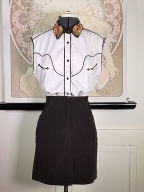 Cowboy Heritage By Gordon James Vintage Western Snap Button Sleeveless Shirt L